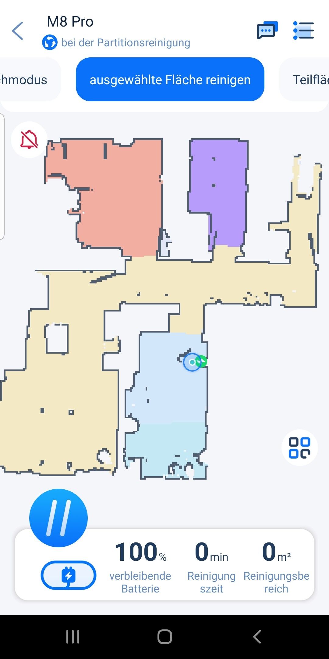 Die Wohnungskarte wird in der Proscenic App angezeigt